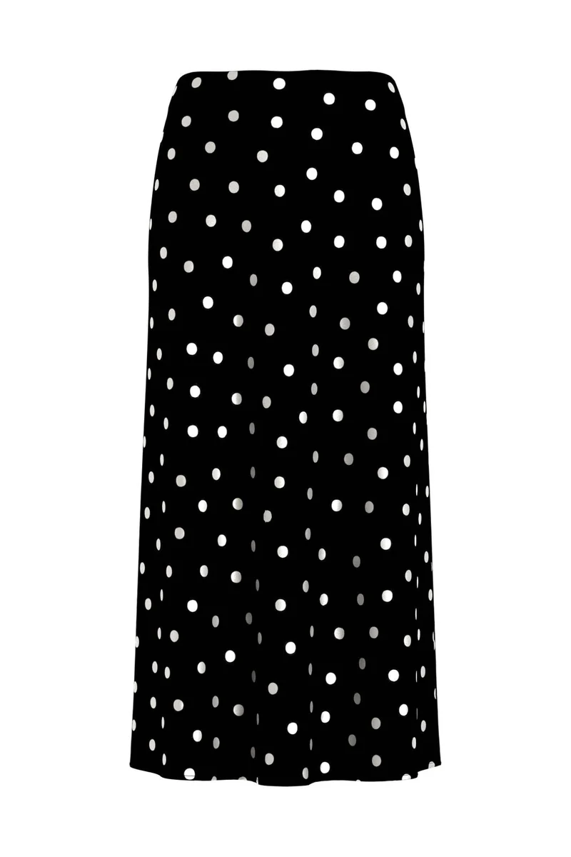 Vila - Viellette Midi Skirt - 5076667 Black Snow White Dots