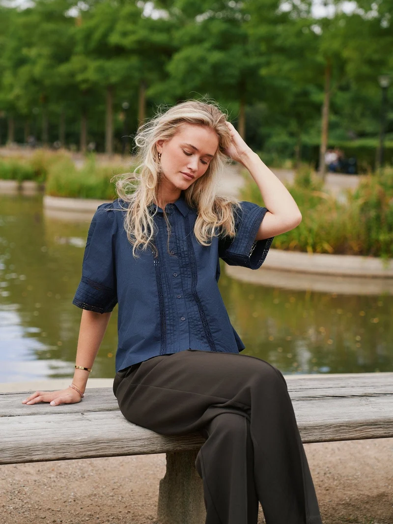 Neo Noir - Lotte C Poplin Shirt 169838 - 141 - Navy