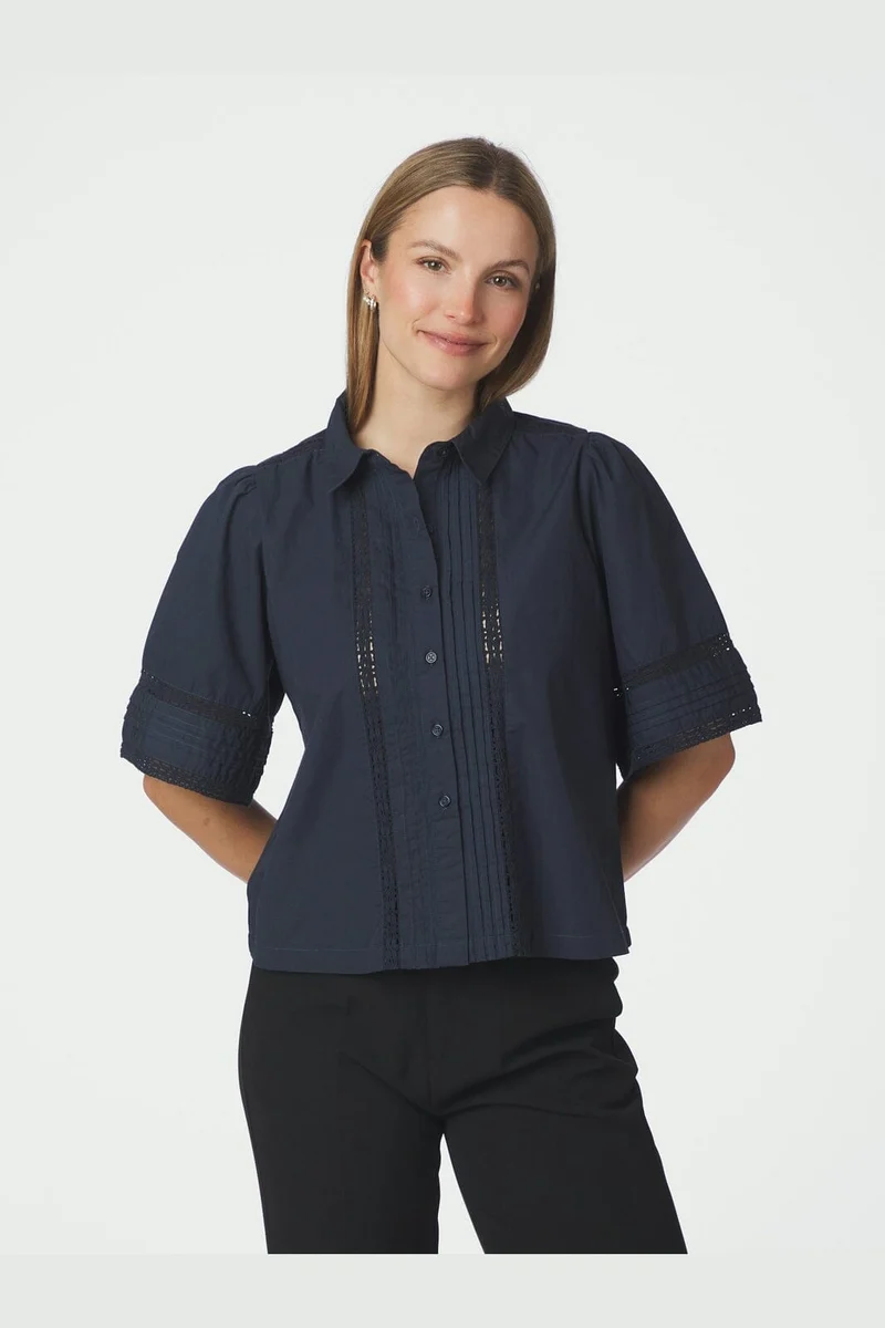 Neo Noir - Lotte C Poplin Shirt 169838 - 141 - Navy