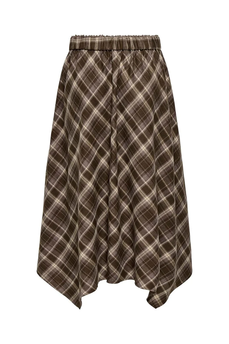 Only - Onlguka Long Assy Check Skirt - 5099849 Slate Black Dark Checks