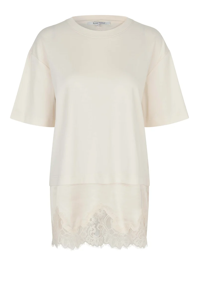 Second Female - Vaccara Lace Tee 61136 - 1027 Egret