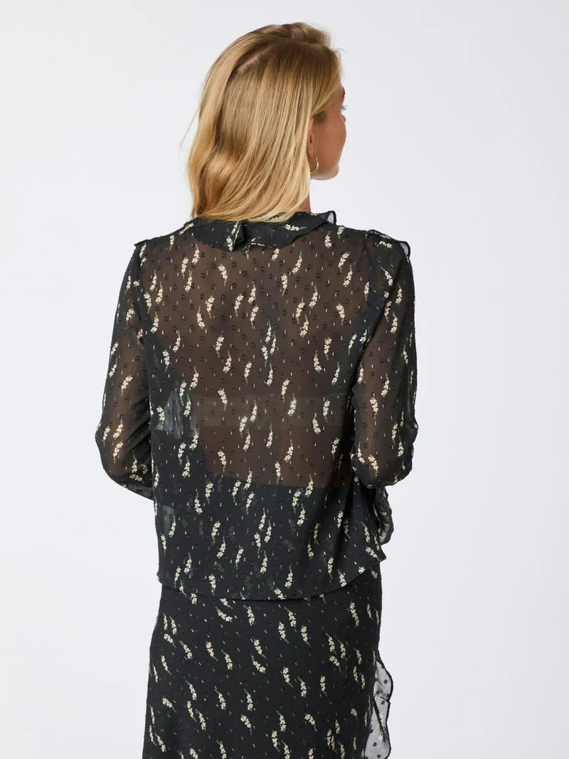 Neo Noir - Carola Flower Branch Blouse - Black