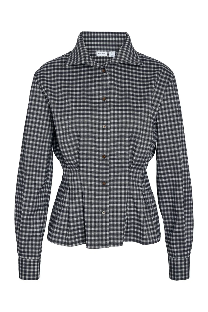 Noisy May - Nmpamila Highneck L/S Detail Shirt - 5224958 Navy Blazer White