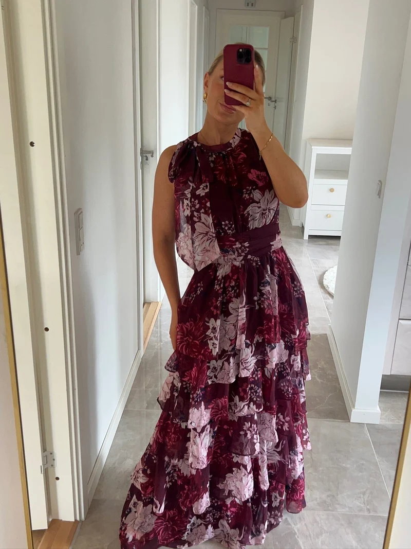 Neo Noir x Molly&My - Lia Mega Flower Dress 169703 - 162 - Bordeaux
