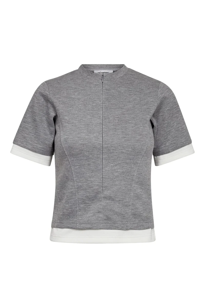 Co´Couture - Lancecc Zipper Tee 43011 - 57 - Grey Melange