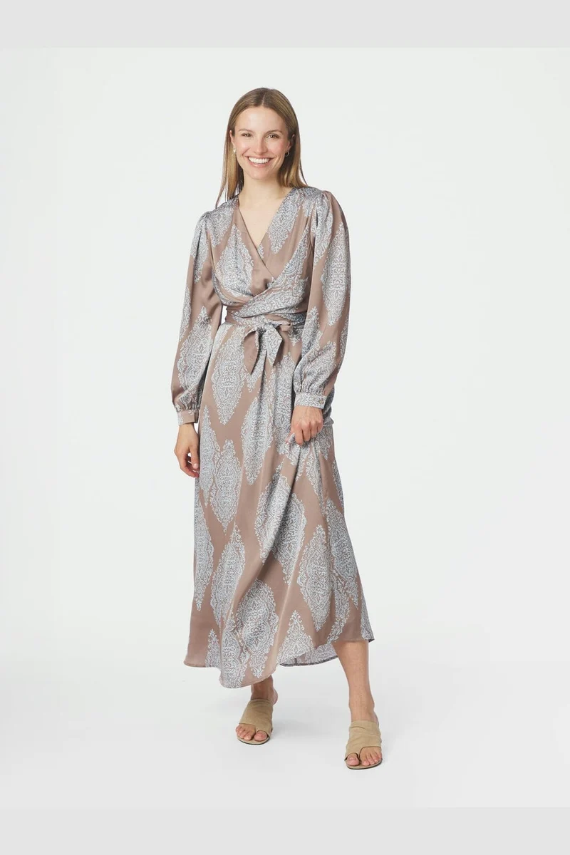 Neo Noir - Bretti Paisley Drop Dress 168466 - 481 - Dark Taupe/Light Blue