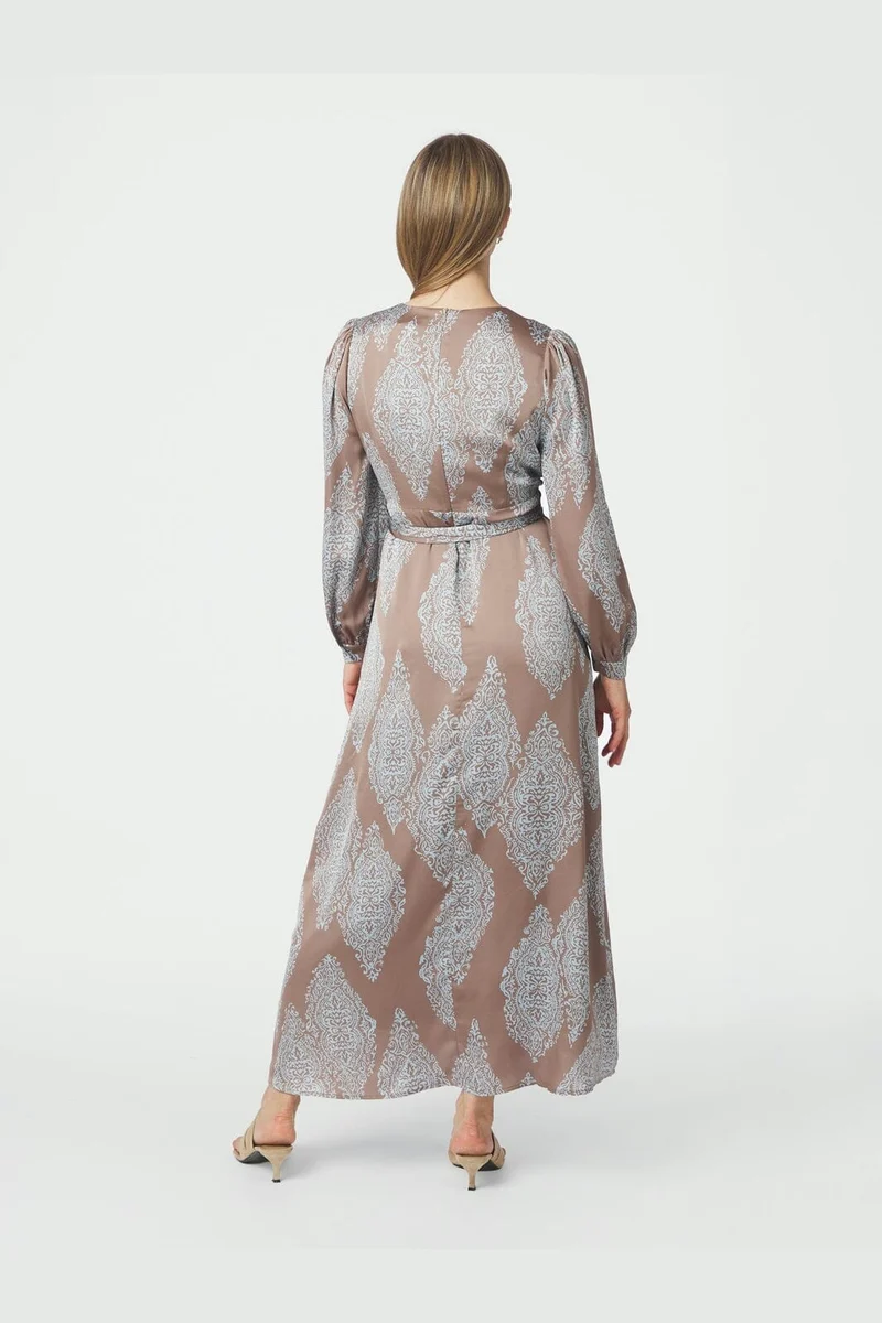 Neo Noir - Bretti Paisley Drop Dress 168466 - 481 - Dark Taupe/Light Blue