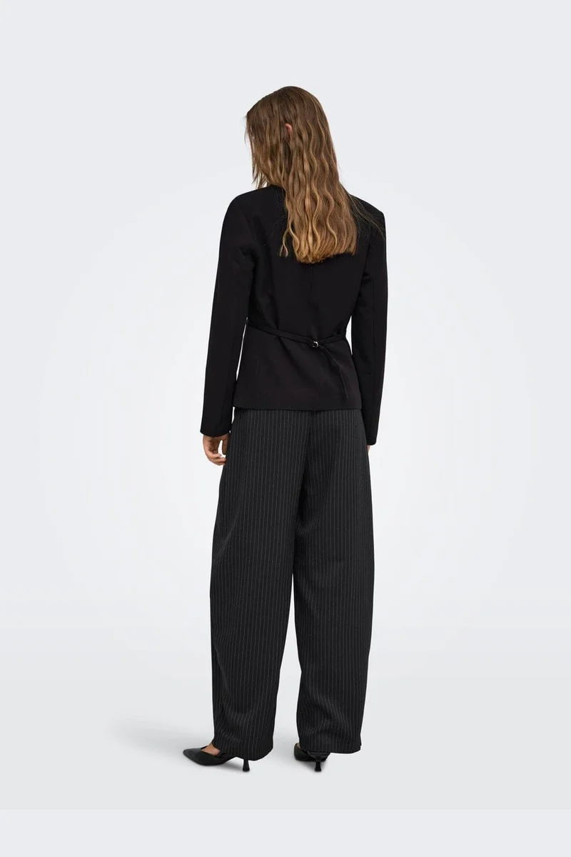Only - Onlpinya Pleat Barrel Pant Tlr - 5205663 Black Cloud Dancer Pinstripes