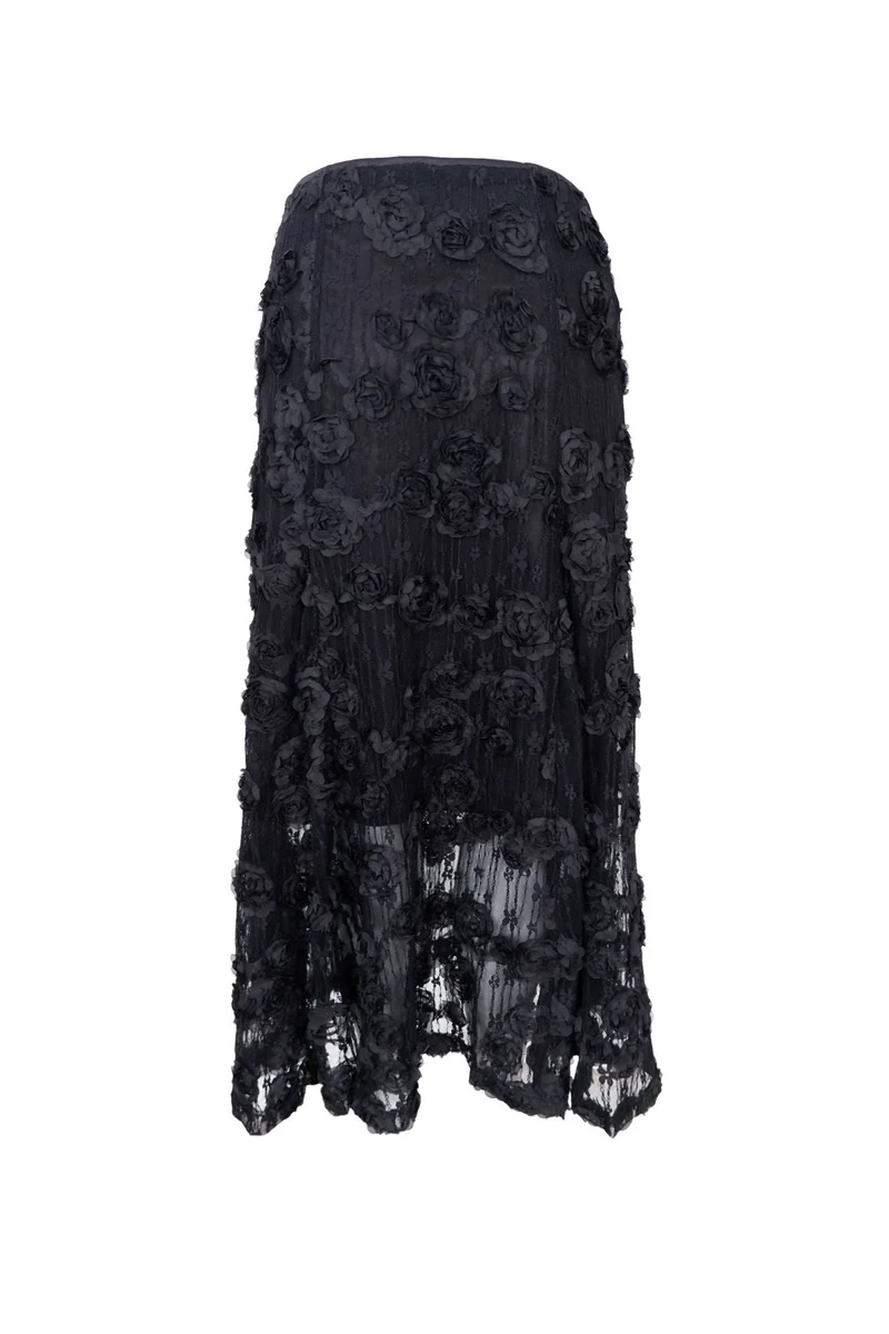Black Colour - Bcelloise Flower Patch Skirt 41282 - Black
