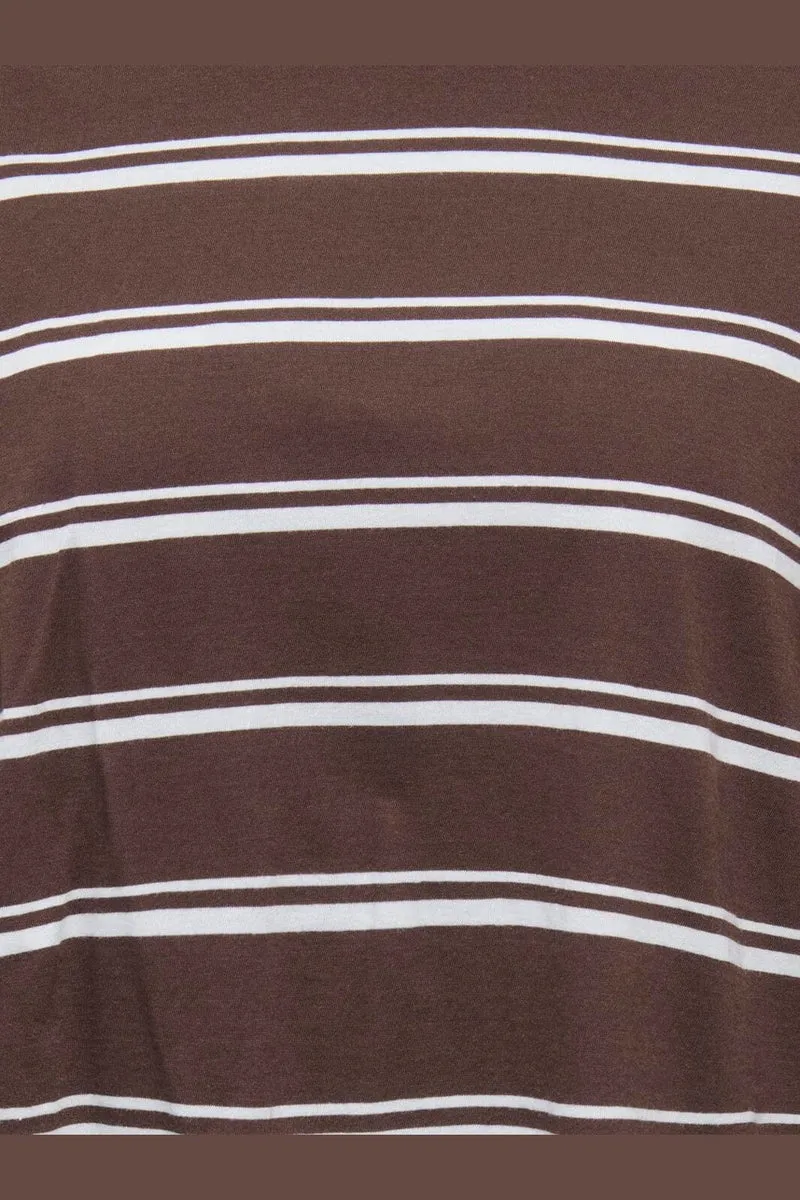 Only - Onlhappy L/S O-Neck Stripe Tee - 5203349 Coffee Bean Balled Blue Fie