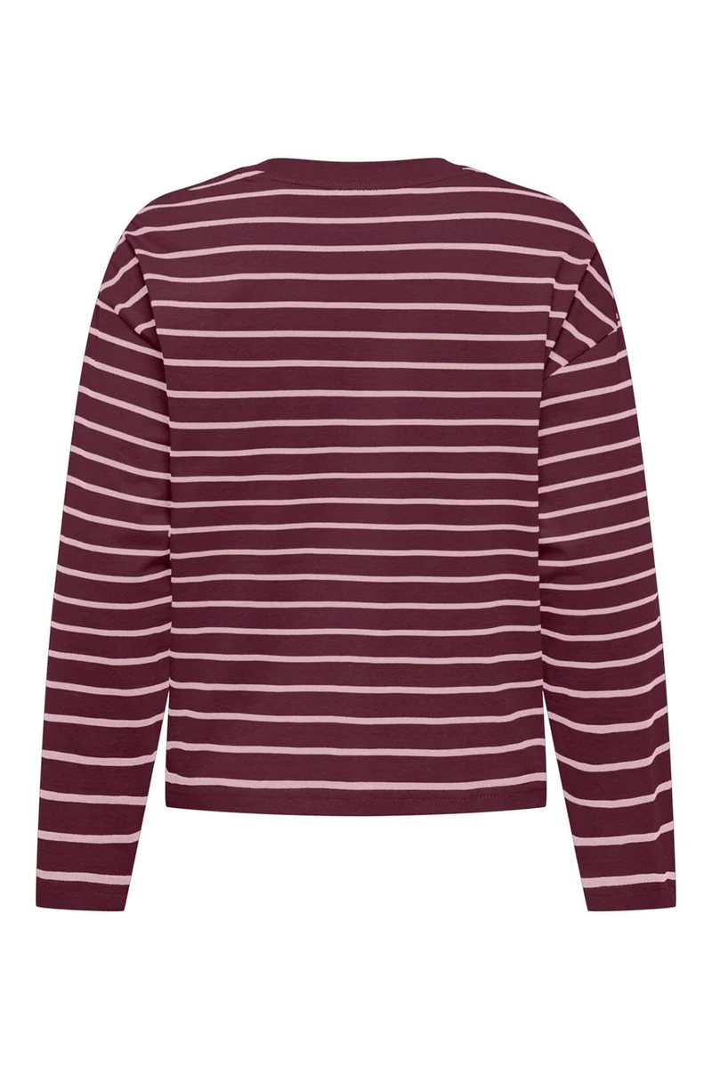 Only - Onlhappy L/S O-Neck Stripe Tee - 5203236 Fig Pale Lilac Lena
