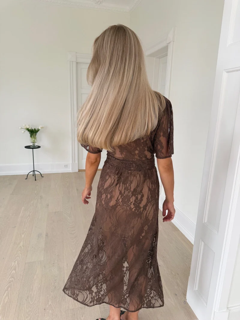 Byic x Molly&My - Adeliaic Long Dress A23876 - Dark Brown Lace