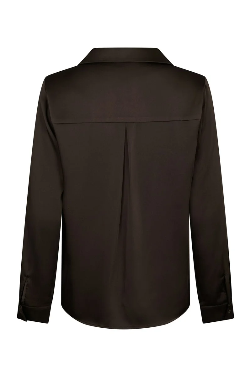 Neo Noir - Hazelle Drapy Satin Shirt 168949 - 676 - Dark Brown