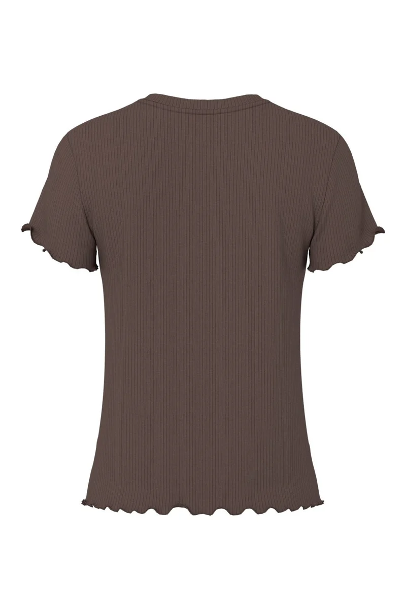 Pieces - Pcnicca Ss O-Neck Top - 5048764 Hot Fudge