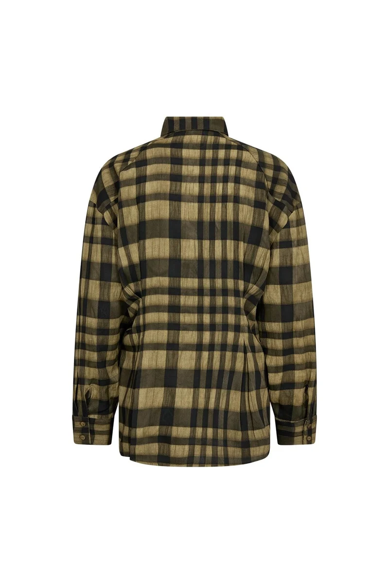 Co´Couture - Kyelcc Check Tie Pleat Shirt 500381 - 60004 - Army