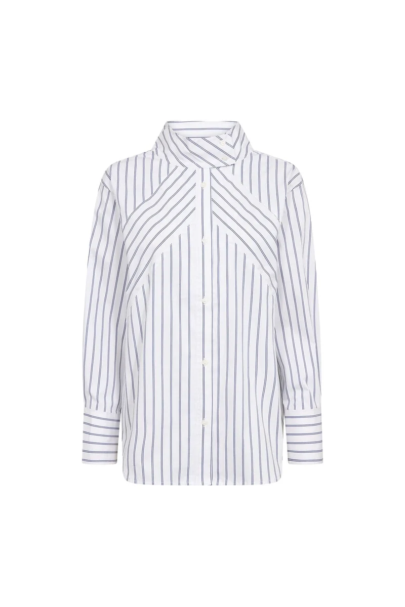 Co´Couture - Somocc Stripe Funnel Neck Shirt 500372 - 10001 - White