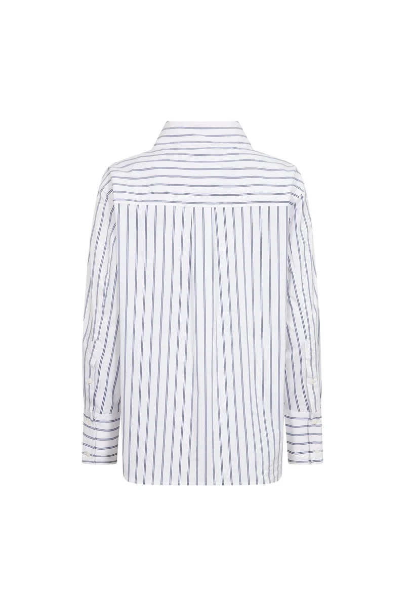 Co´Couture - Somocc Stripe Funnel Neck Shirt 500372 - 10001 - White