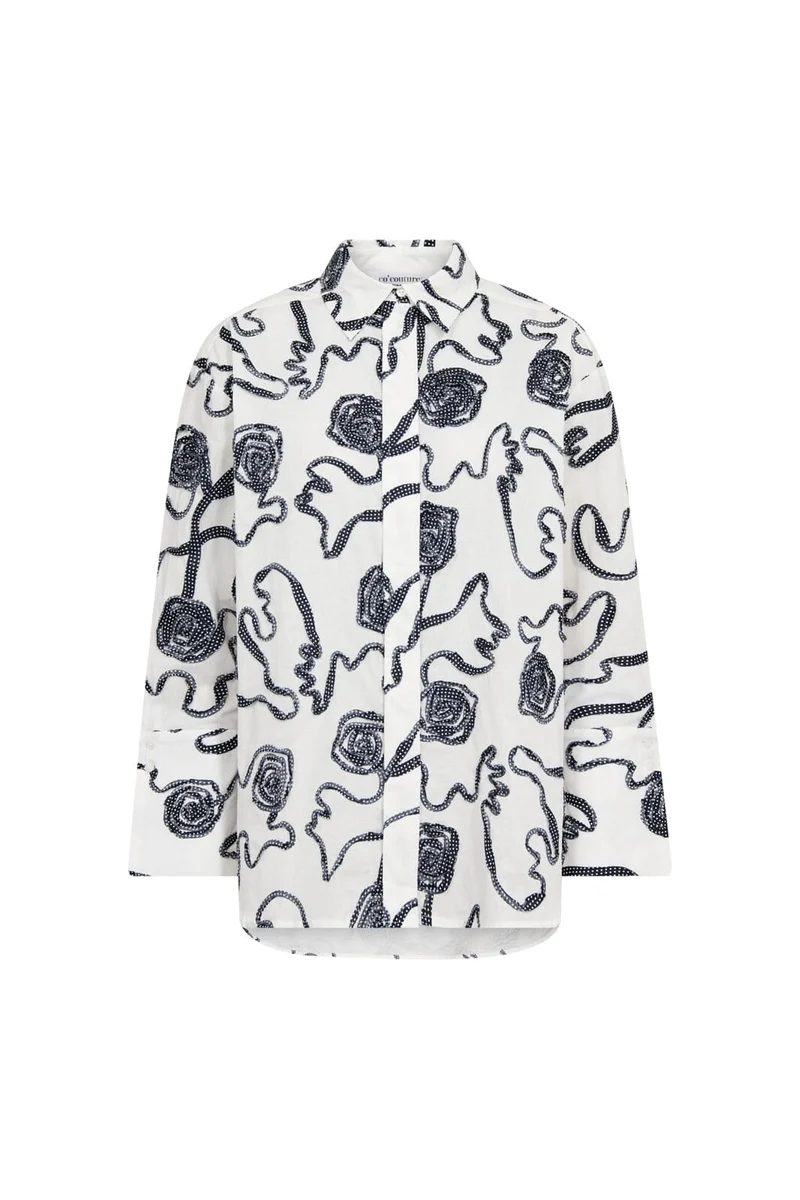 Co´Couture - Elriccc Flower Ls Shirt 500348 - 40007 - Navy