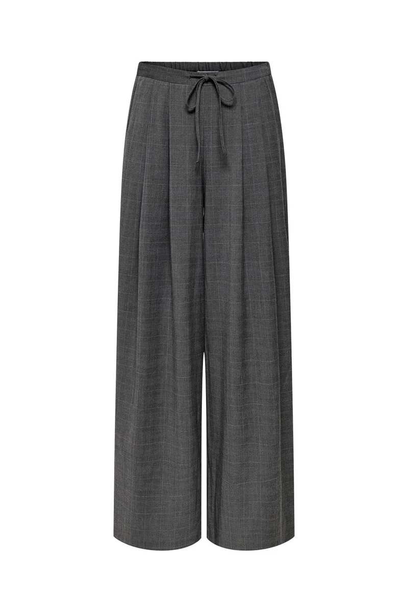 Only - Onlenia X-Wide Check Pant Cc Tlr - 5045078 Dark Grey Melange