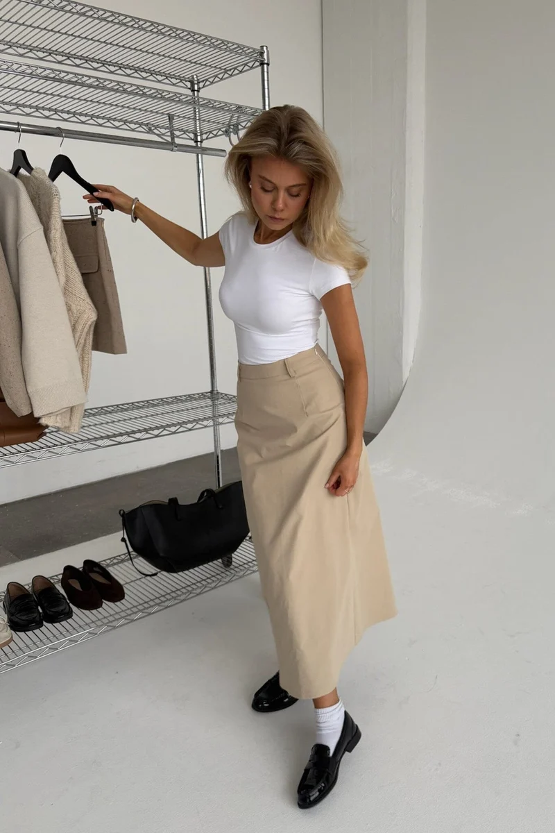 BYIC - Karmenic Midi Skirt A23762 - Beige