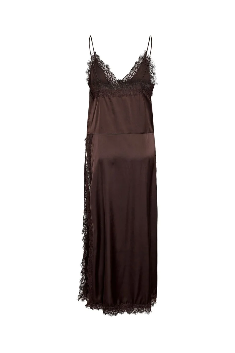 Noisy May - Nmlouise Sl Strap Lace Dress - 5081997 Chocolate Brown