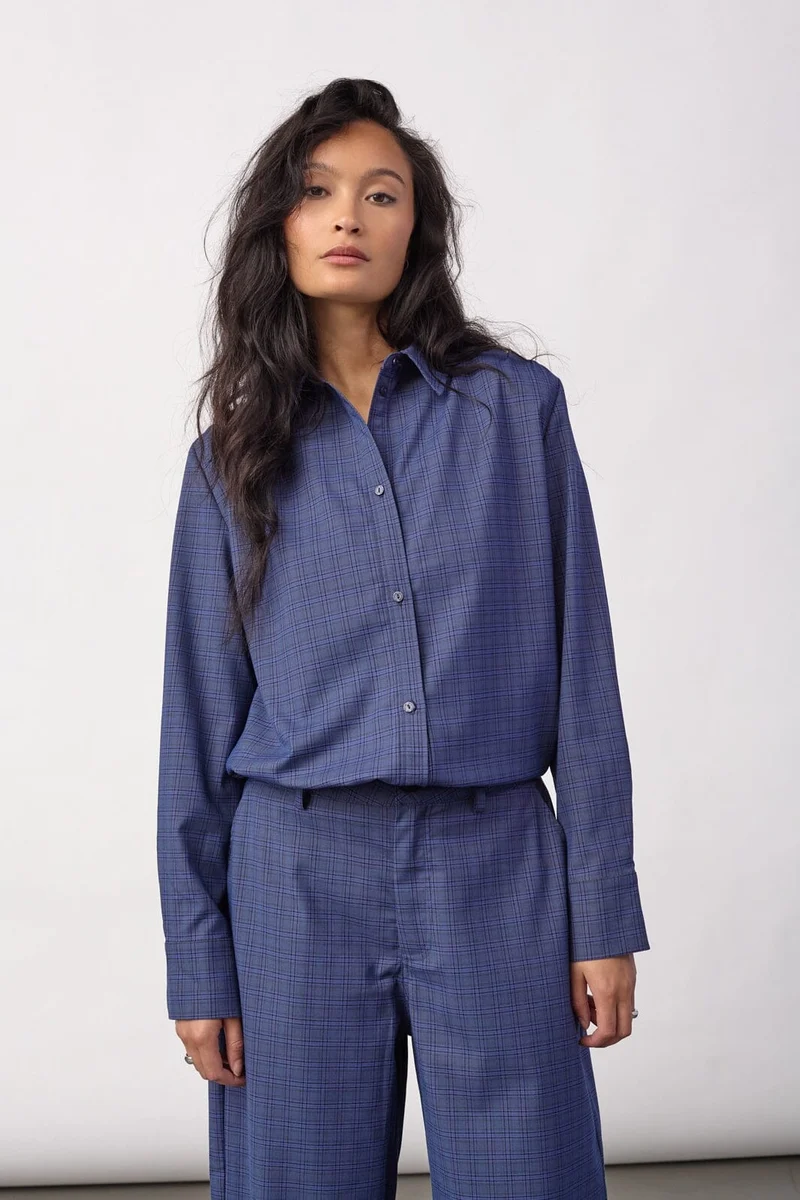 Co´Couture - Daxtercc Check Pleat Shirt 500316 - 40002 - New Blue