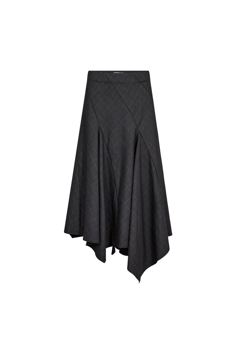 Co´Couture - Eloracc Check Asym Skirt 500309 - 65002 - Dark Grey