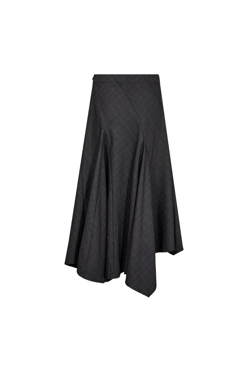 Co´Couture - Eloracc Check Asym Skirt 500309 - 65002 - Dark Grey