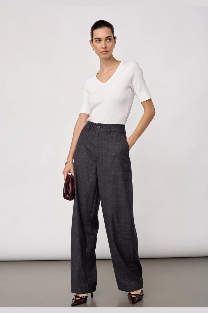 Co´Couture - Eloracc Check Barrel Pant 500307 - 65002 - Dark Grey