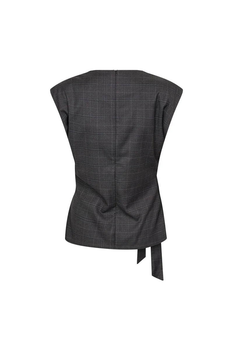 Co´Couture - Eloracc Check Pleat Top 500306 - 65002 - Dark Grey