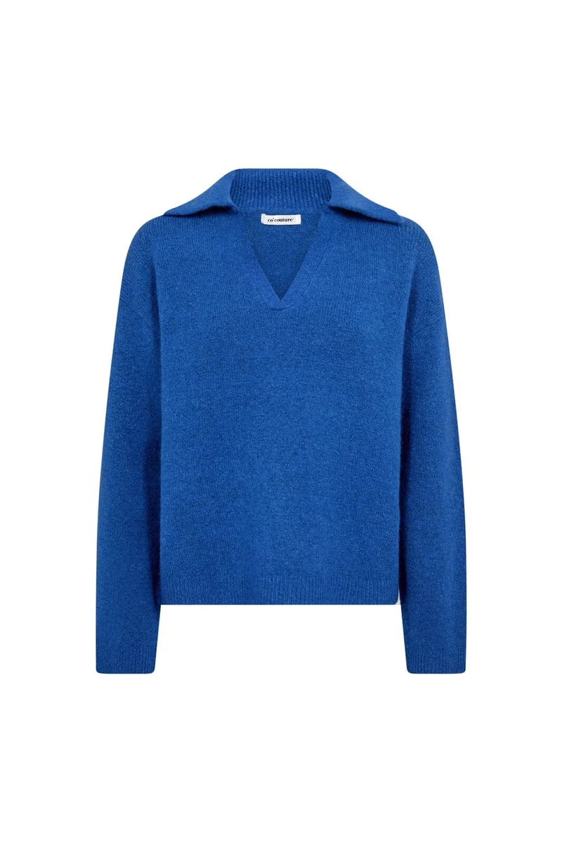 Co´Couture - Rogercc Ls Polo Knit 500294 - 40002 - New Blue