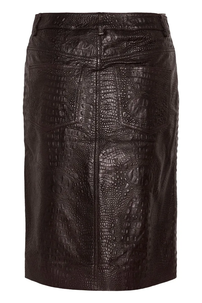 Gestuz - Gztori Midi Skirt 10911528 - 109602 - Ganache Croco