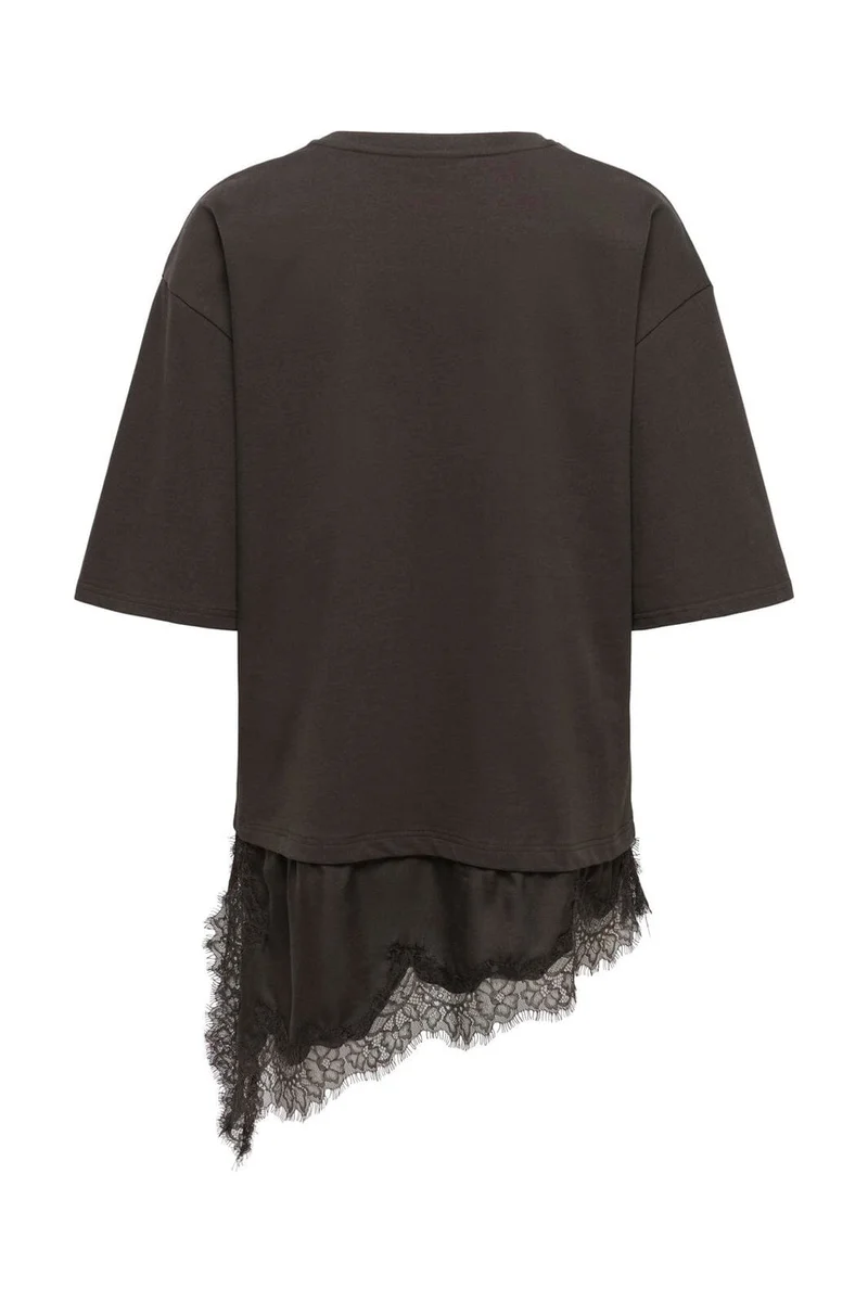 Jdy - Jdyalma 2/4 Lace Detail T-Shirt - 5157233 Chocolate Torte