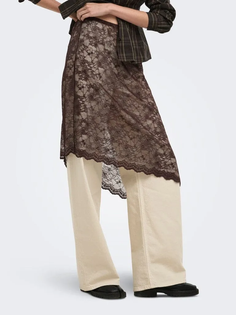 Only - Onlsoba Lace Skirt - 5090277 Coffee Bean