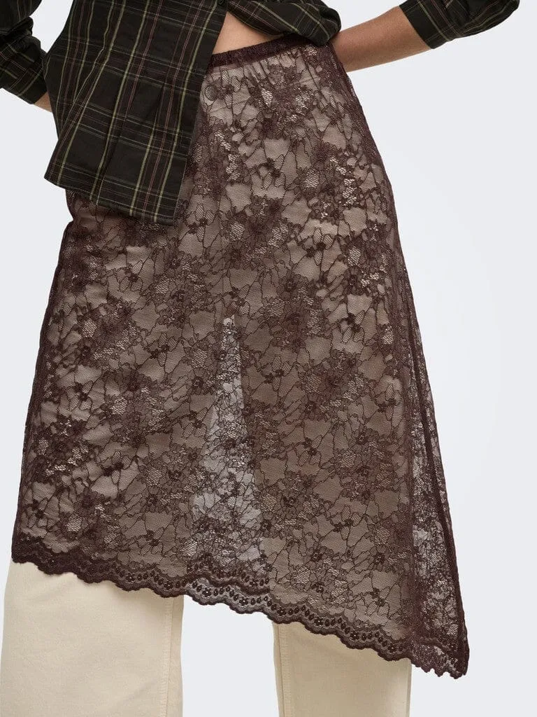 Only - Onlsoba Lace Skirt - 5090277 Coffee Bean