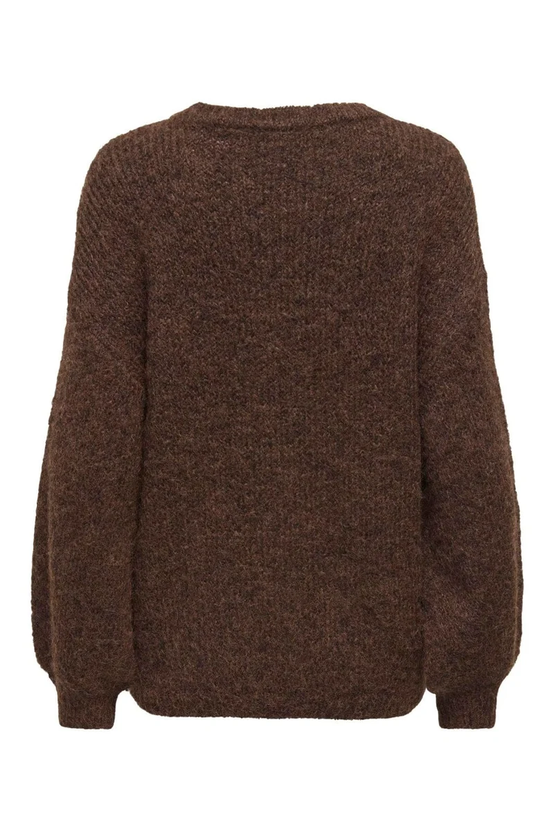Only - Onlnellie Ls O-Neck Knt - 5072120 Coffee Bean Melange