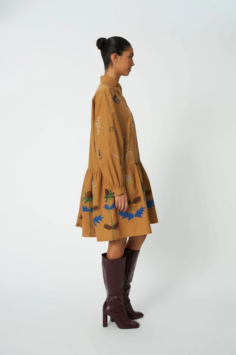 Stella Nova - Small Embroidery Dress Co63-4568 - 196 Khaki