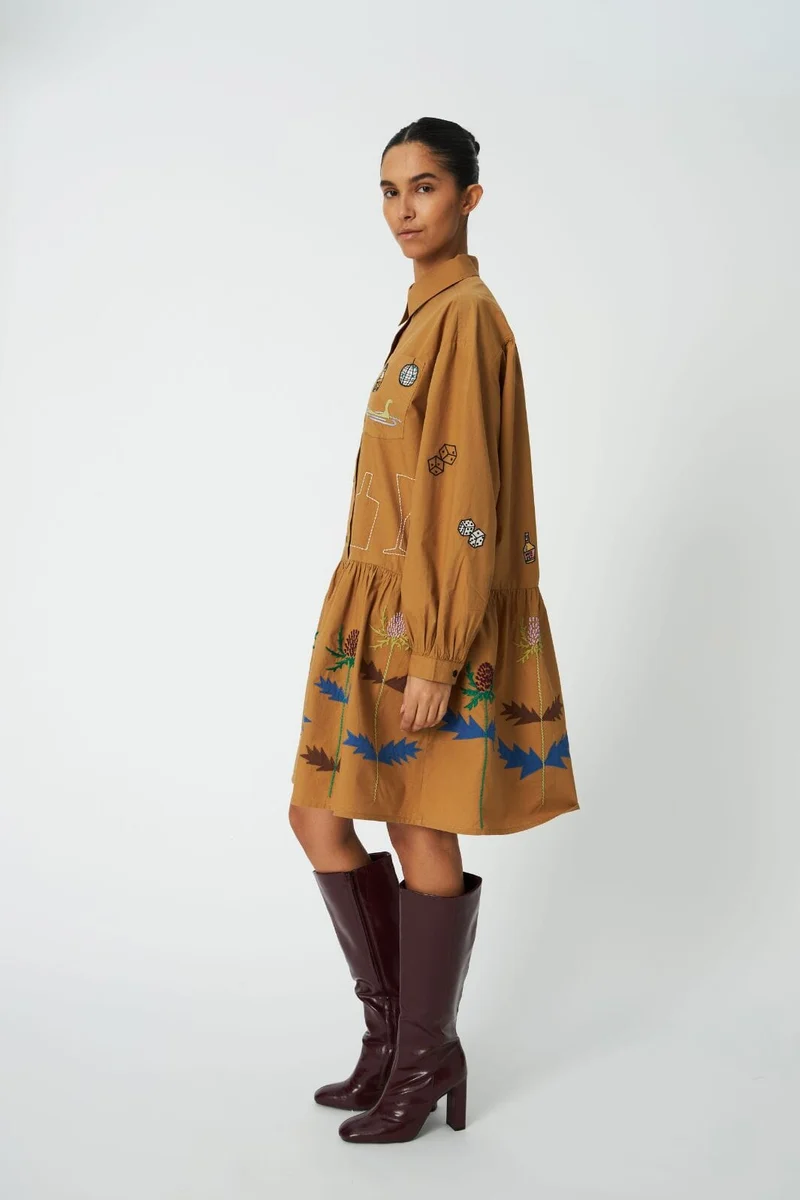 Stella Nova - Small Embroidery Dress Co63-4568 - 196 Khaki