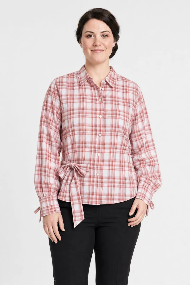 Dear Molly - Quilt Twist Shirt Ch171499b - Pink Check