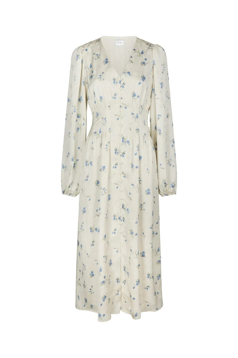 Neo Noir x Molly&My - Jellie Satin Rose Dress 169382 - 122 - Creme