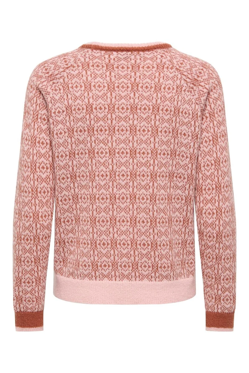 JDY - Jdybryn Life L/S Oneck Jacq Pullover Knt - 5049958 Peachskin W. Chutney Jacq.