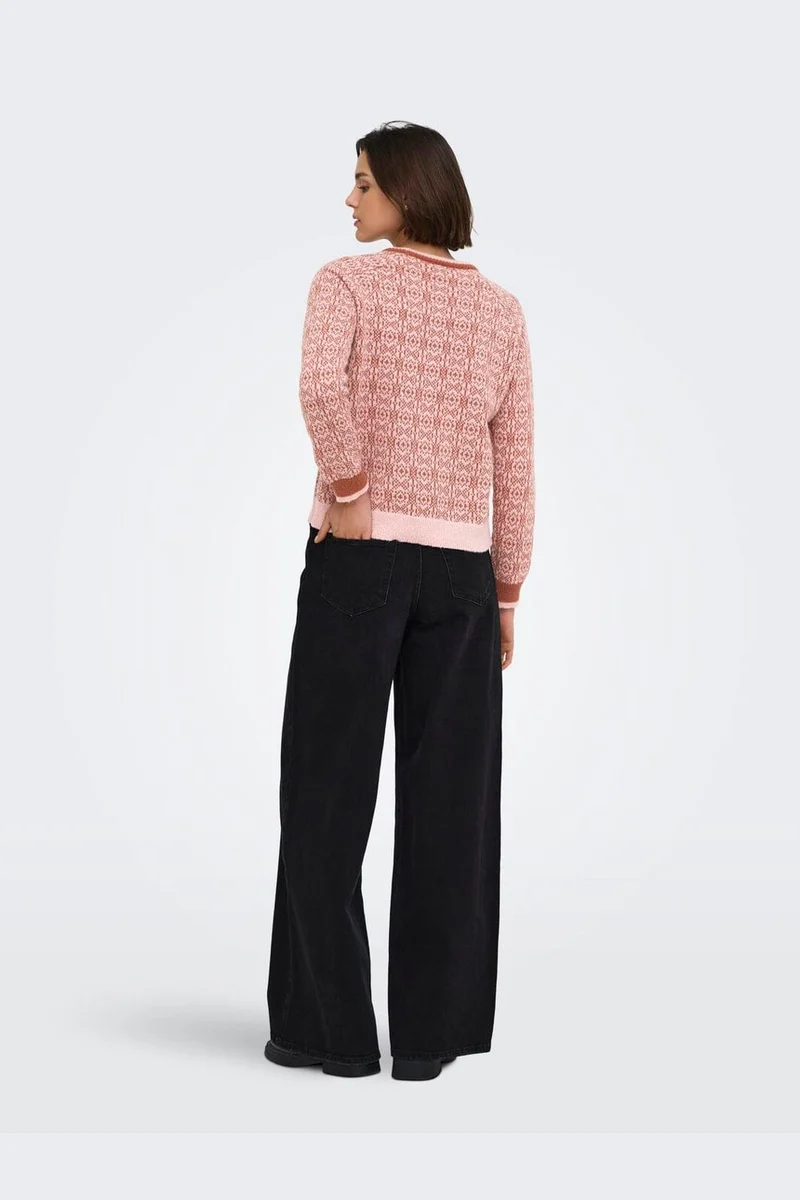 JDY - Jdybryn Life L/S Oneck Jacq Pullover Knt - 5049958 Peachskin W. Chutney Jacq.