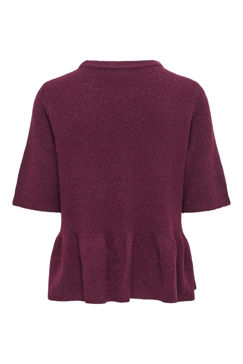 Jdy - Jdybrilliant Life S/S On Peplum Pull Knt - 5104951 Windsor Wine Melange