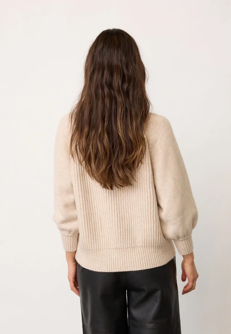 Co´Couture - Rowcc Puff Ss Rib Knit 500124 - 10003 - Creme