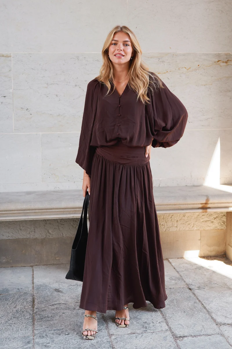Neo Noir - Morien Woven Maxi Skirt 170488 - 676 - Dark Brown