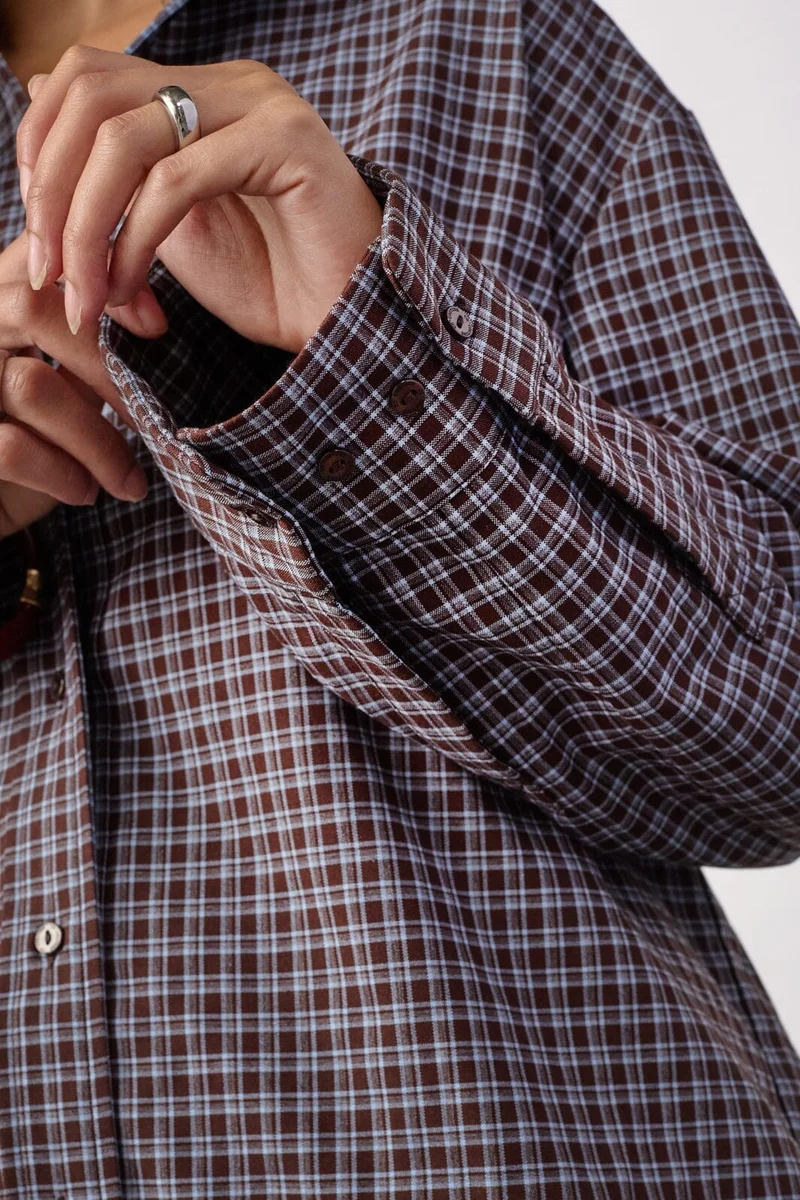 Co´Couture - Odemcc Check Cuff Shirt 500262 - 20003 - Dark Brown