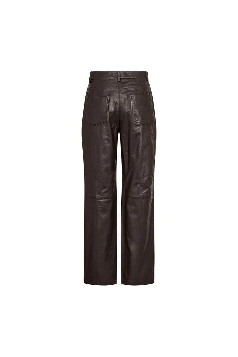 Co´Couture - Phoebecc Leather Straight Pant 500140 - 20003 - Dark Brown