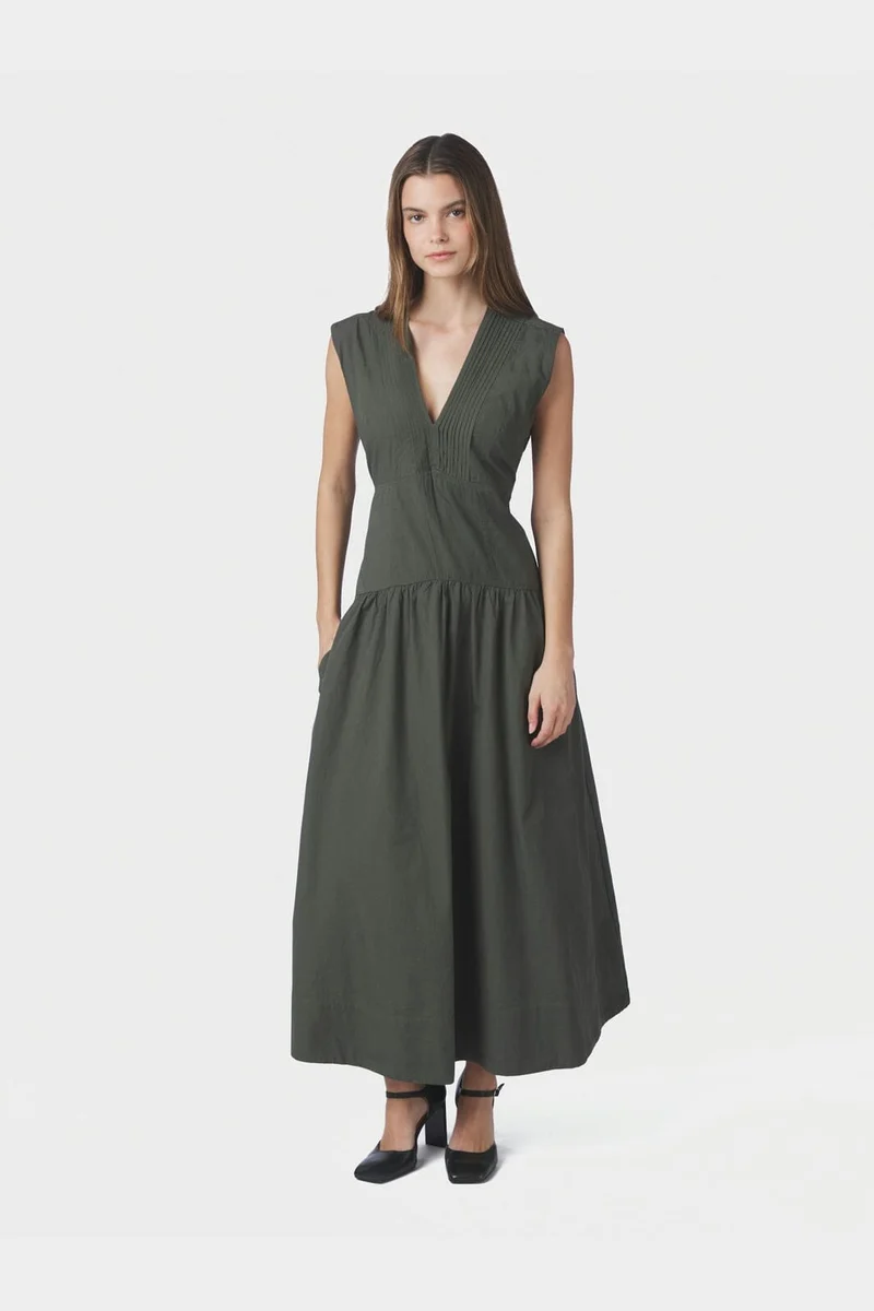 Neo Noir - Halise Poplin Dress 169068 - 151 - Army