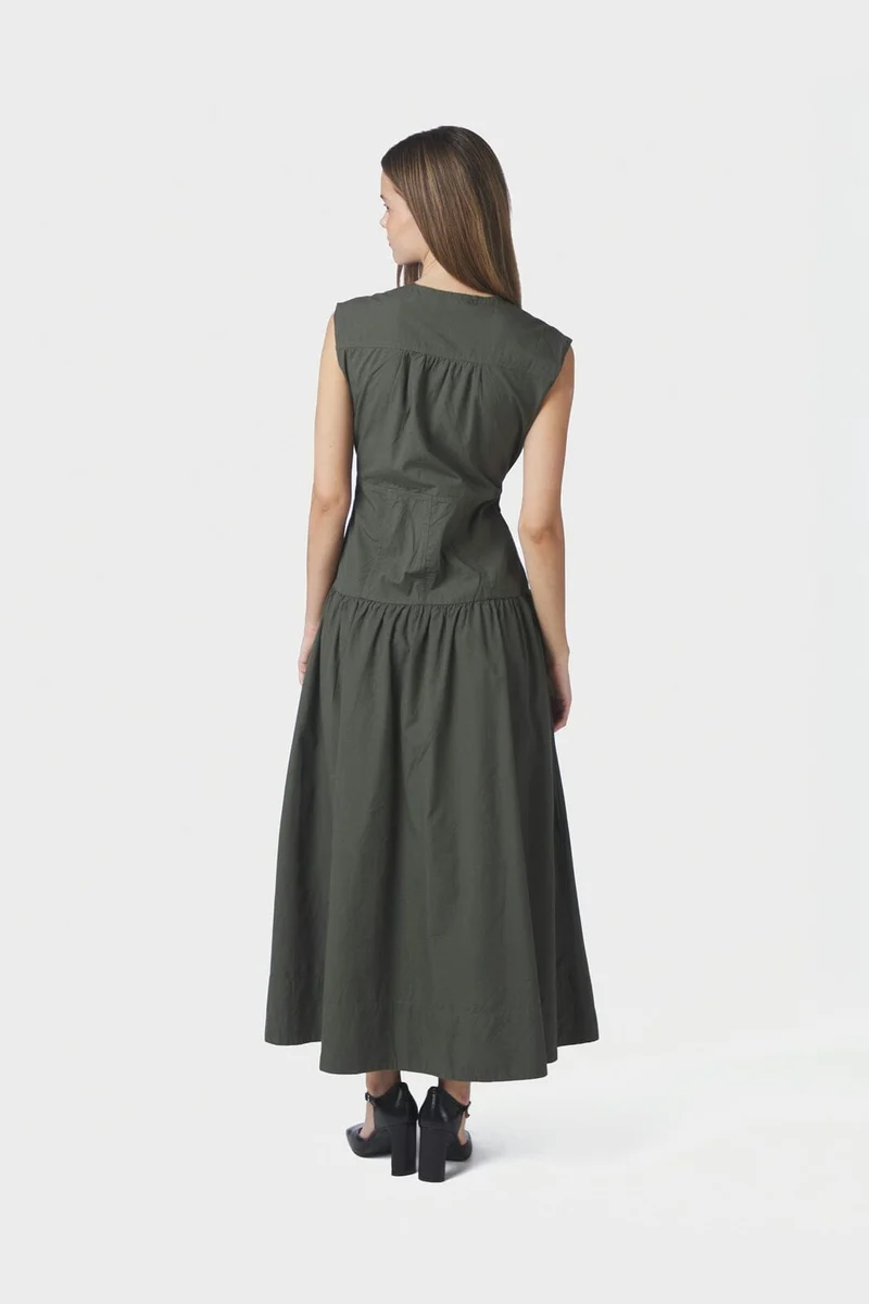 Neo Noir - Halise Poplin Dress 169068 - 151 - Army