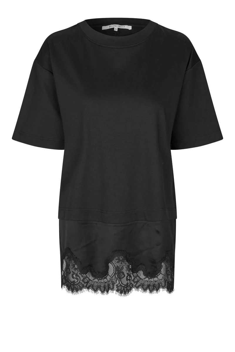 Second Female - Vaccara Lace Tee 61136 - 8001 Black